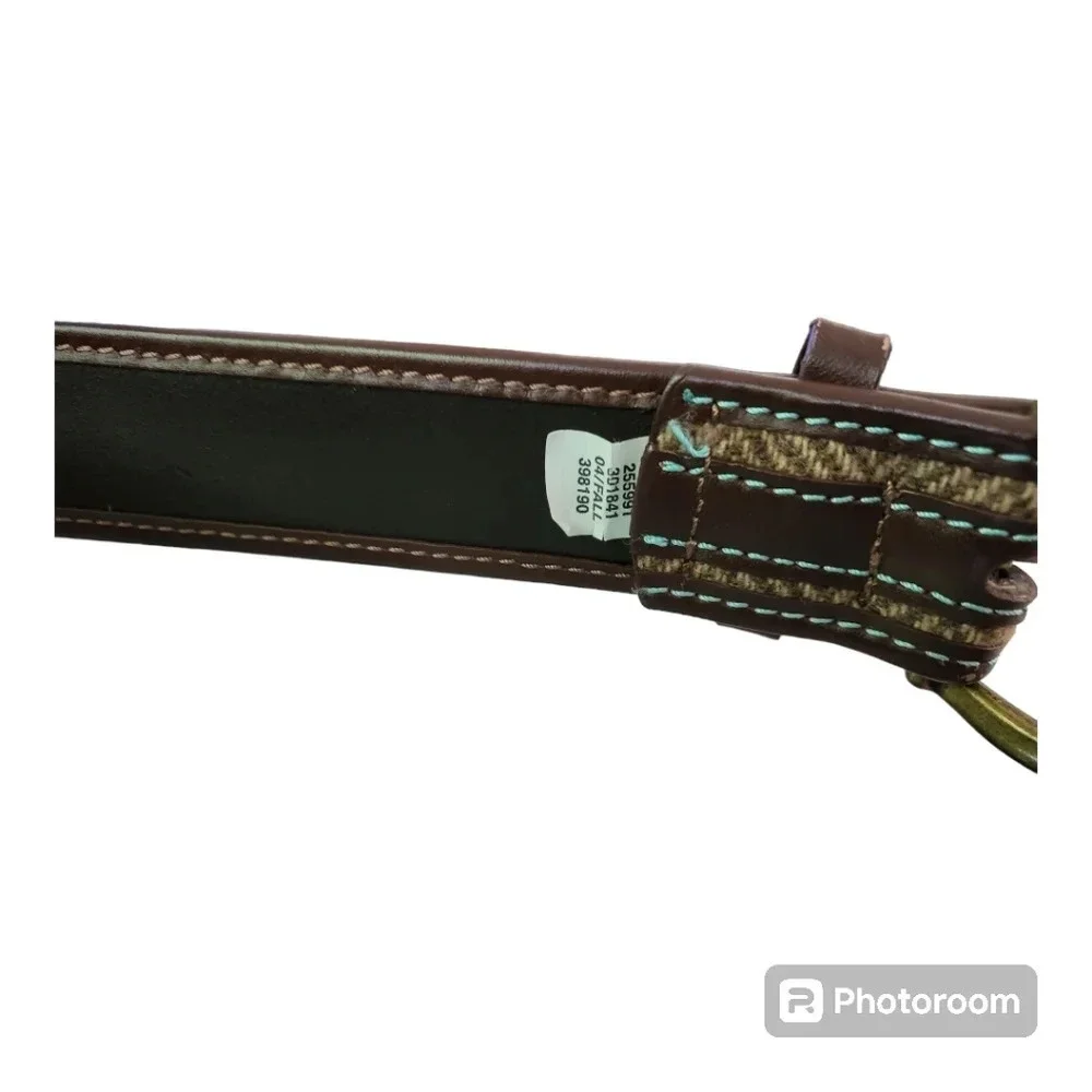 Faux leather herringbone pattern belt‎